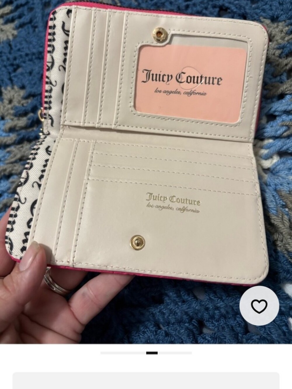 Juicy Couture Fuchsia Embossed Heart Zip Wallet with Gold Accent. NWT - Picture 3 of 6